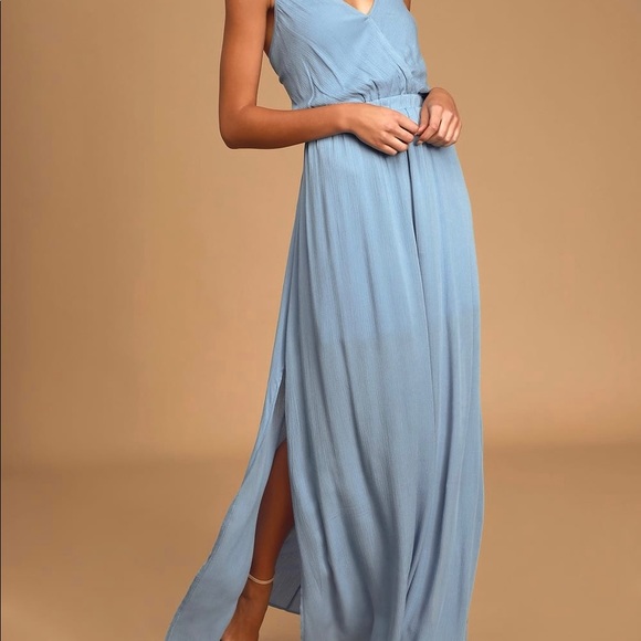 Lulu's Dresses & Skirts - Lulu's Lost in Paradise Slate Blue Maxi Women's Small Dress